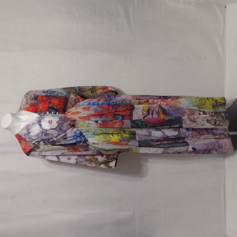 Dalia Macphee Mixed Patchwork Print Sheer Maxi Dr… - image 6